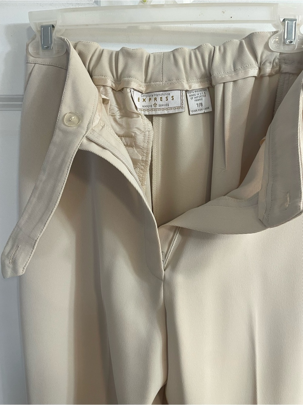 Vintage 90s Express Ivory Cream Pantsuit Blazer Trouser Suit 7/8 - Picture 11 of 12